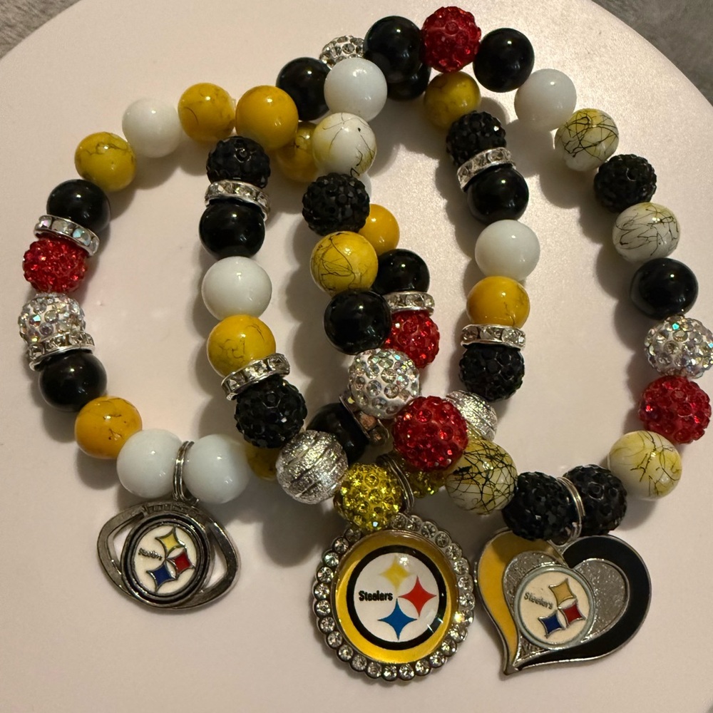 NFL Steelers Black, Yellow, and White Bracelets